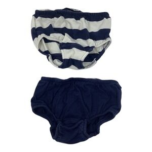 2pc Ralph Lauren Baby Bloomers Diaper Cover Size 12M Blue White Stripe Solid Set